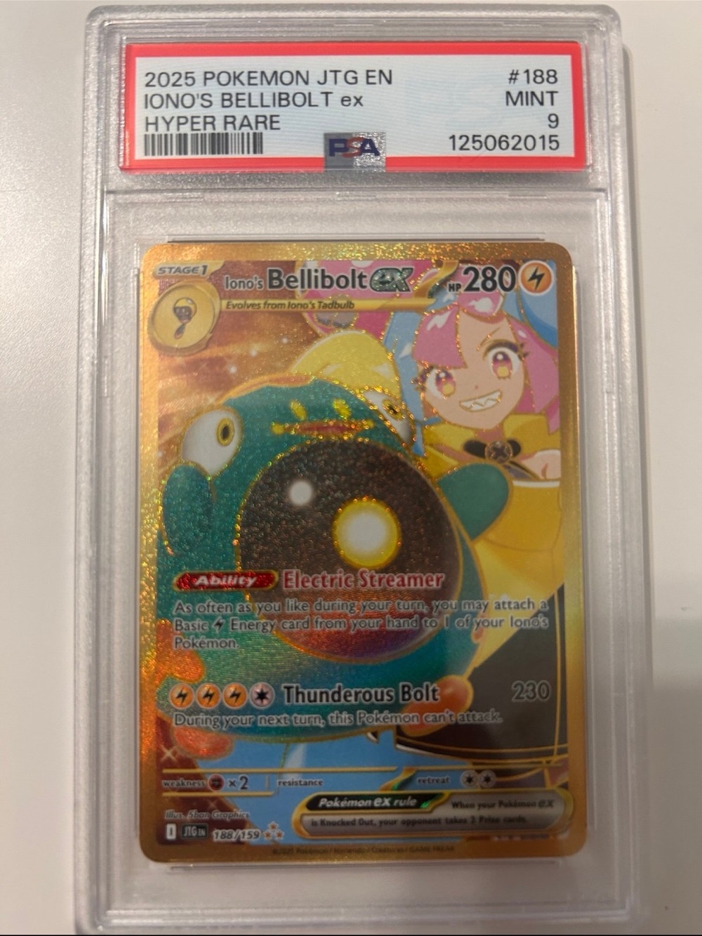 PSA Graded 2025 Iono's Bellibolt ex Holo Rare Pokémon Card